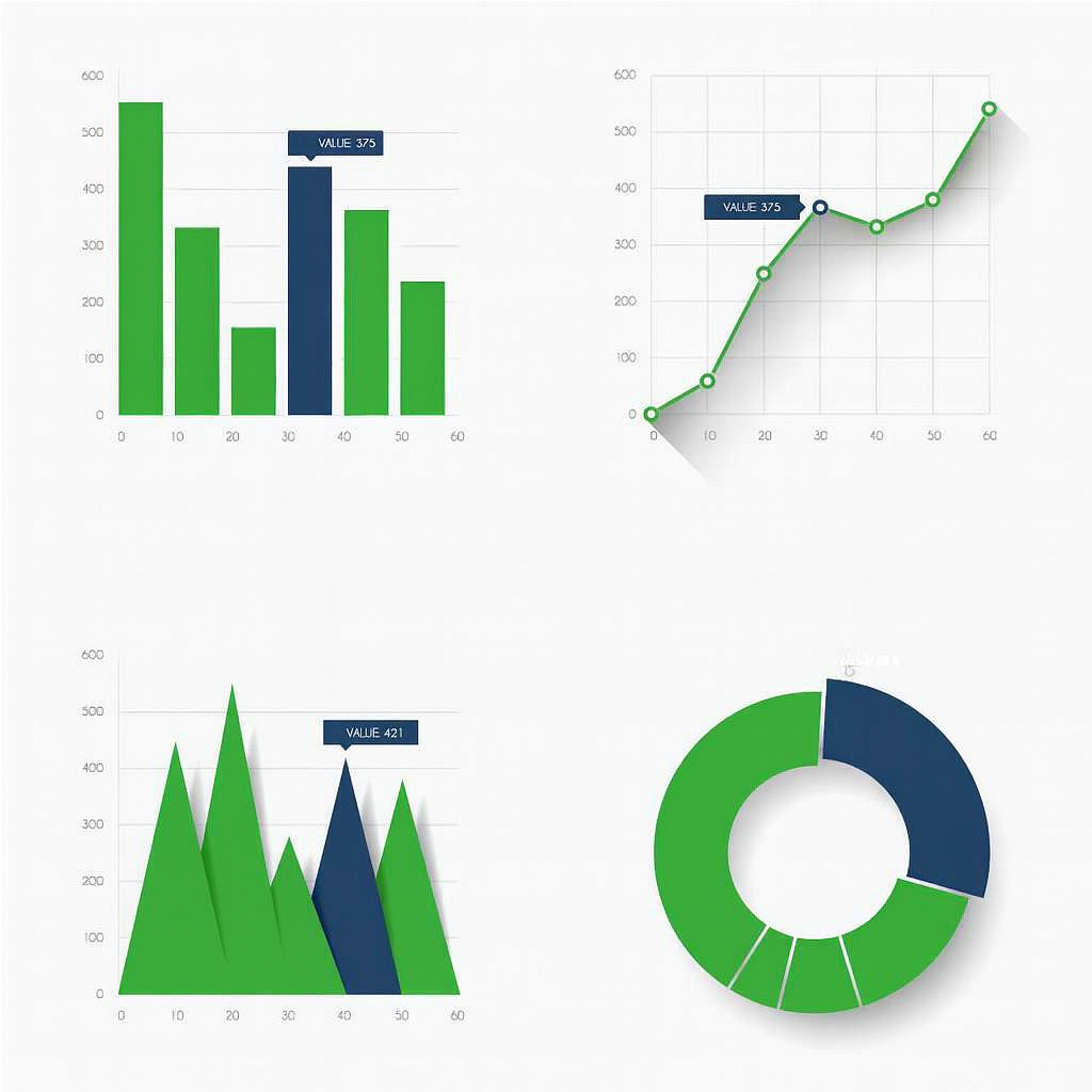 Analytics charts and data visualizations